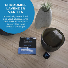 CogniTea Deep Sleep Tea USA non-GMO blend promotes mindful evenings.