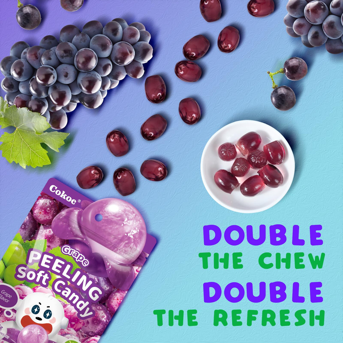 COKOC Mixed Fruit Soda Peelable Gummy, bubbly twist perfect for breaks.