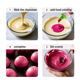 Colaele red oil color enhances romantic desserts and vibrant accents