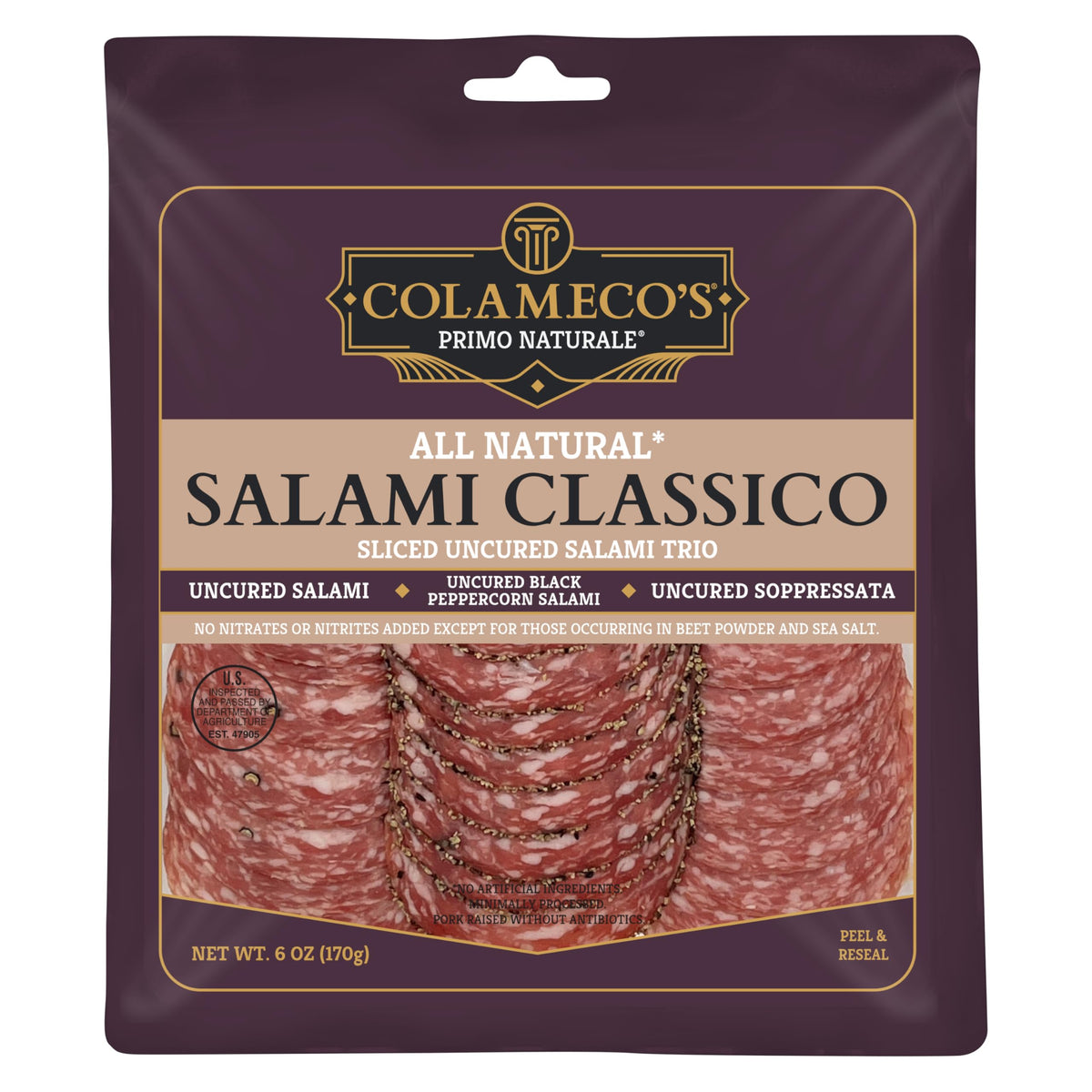 COLAMECO'S Classico Salami Trio classic pack on a board for easy entertaining