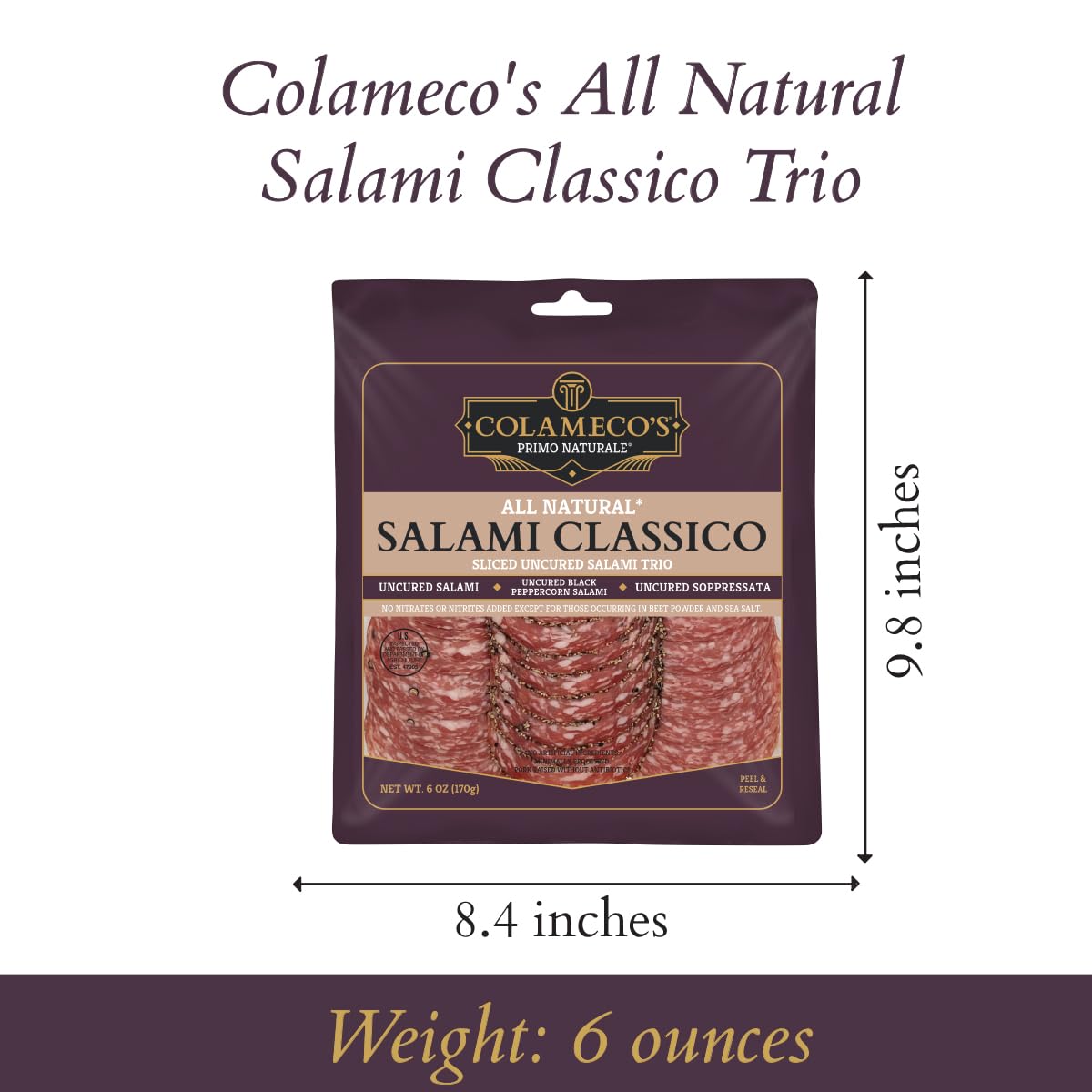 COLAMECO'S Classico Salami Trio Soppressata slices showcase artisanal quality for charcuterie