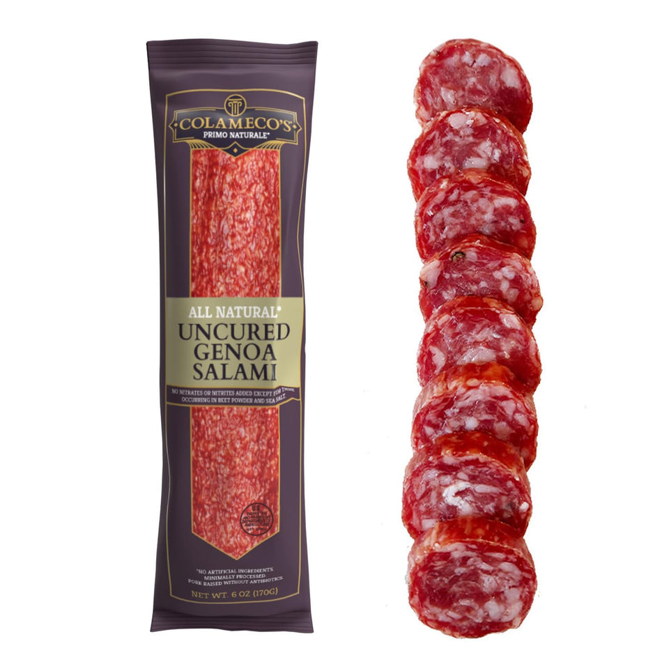 COLAMECO'S Genoa salami chub 6oz – rich, authentic Italian flavor for snacking.