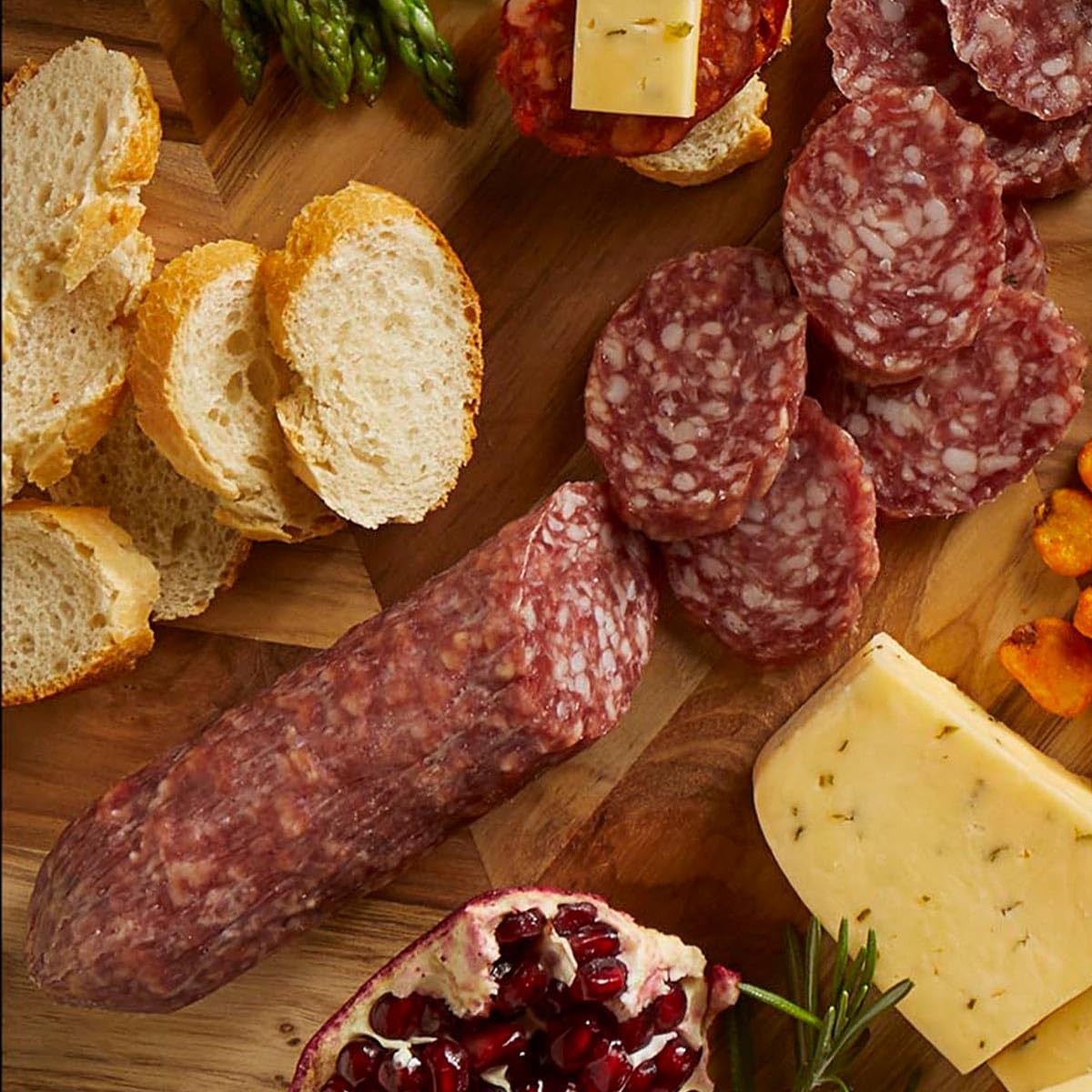 COLAMECO'S soppressata chub close-up highlighting marbling and robust aroma.