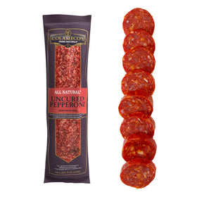 Colameco's uncured-salami-slices on a board highlight bold flavor for snacking.