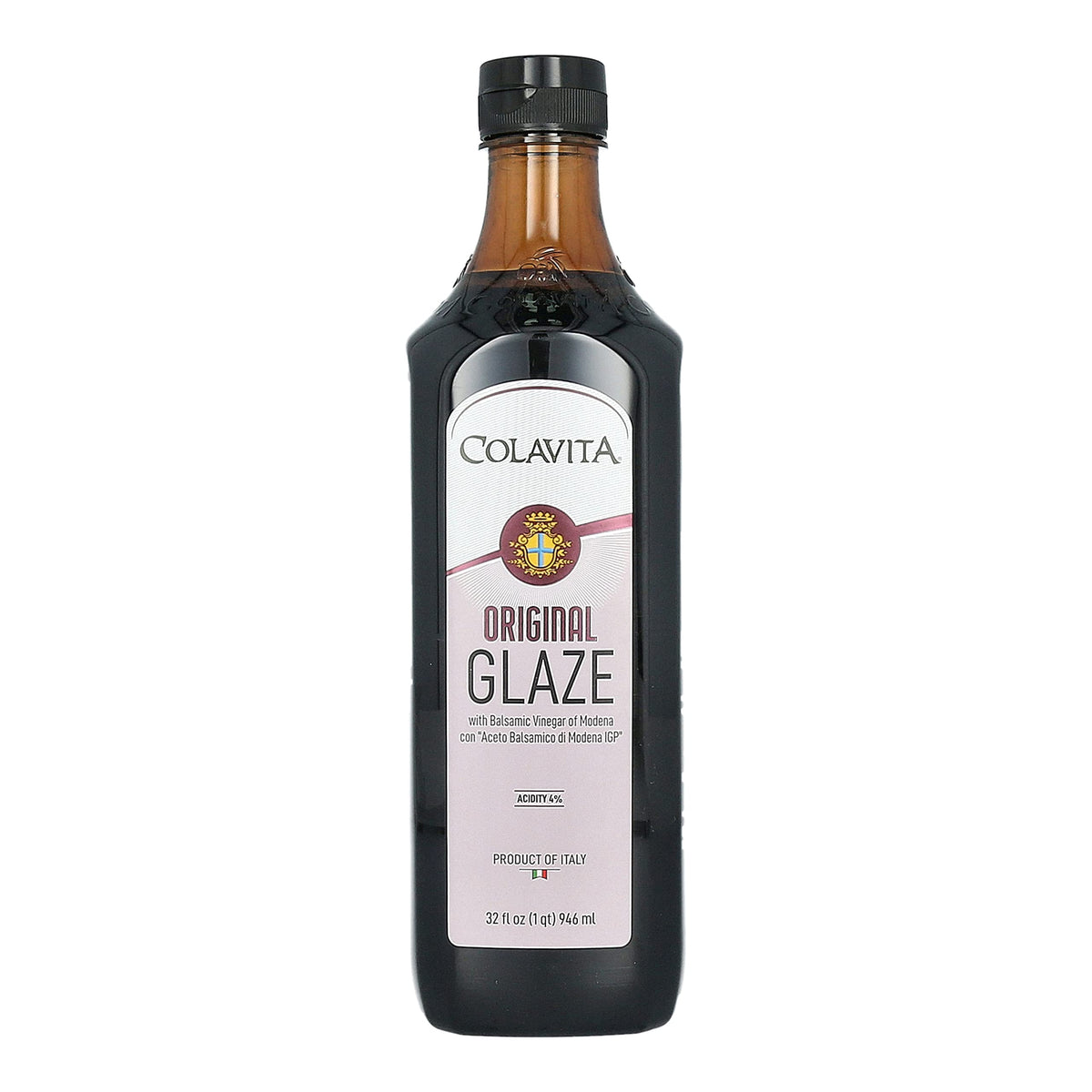 Colavita Balsamic Glaze bottle pours a glossy glaze for a refined finish.