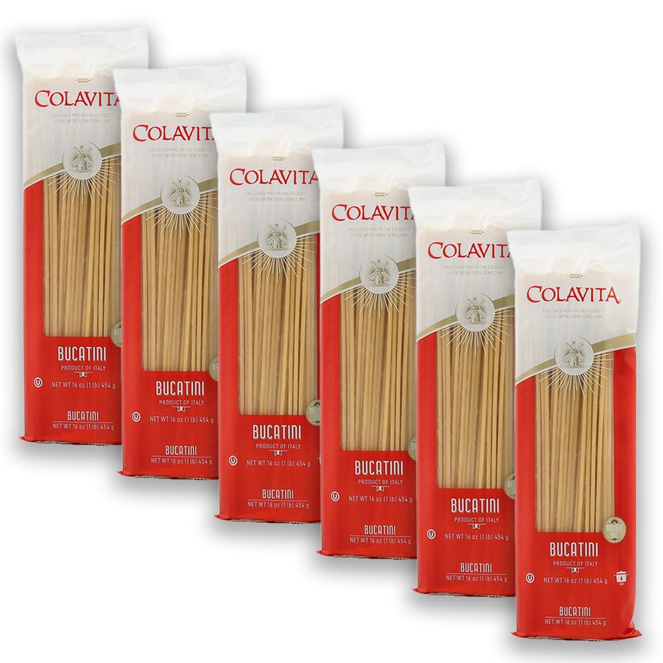 Colavita Bucatini pasta pack-6 showcases hearty sauces and al dente bites.
