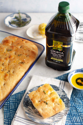 Colavita EVOO first cold press aroma closeup highlights fresh, fruity notes.