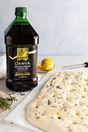 Colavita EVOO label detail signals authentic Italian origin.