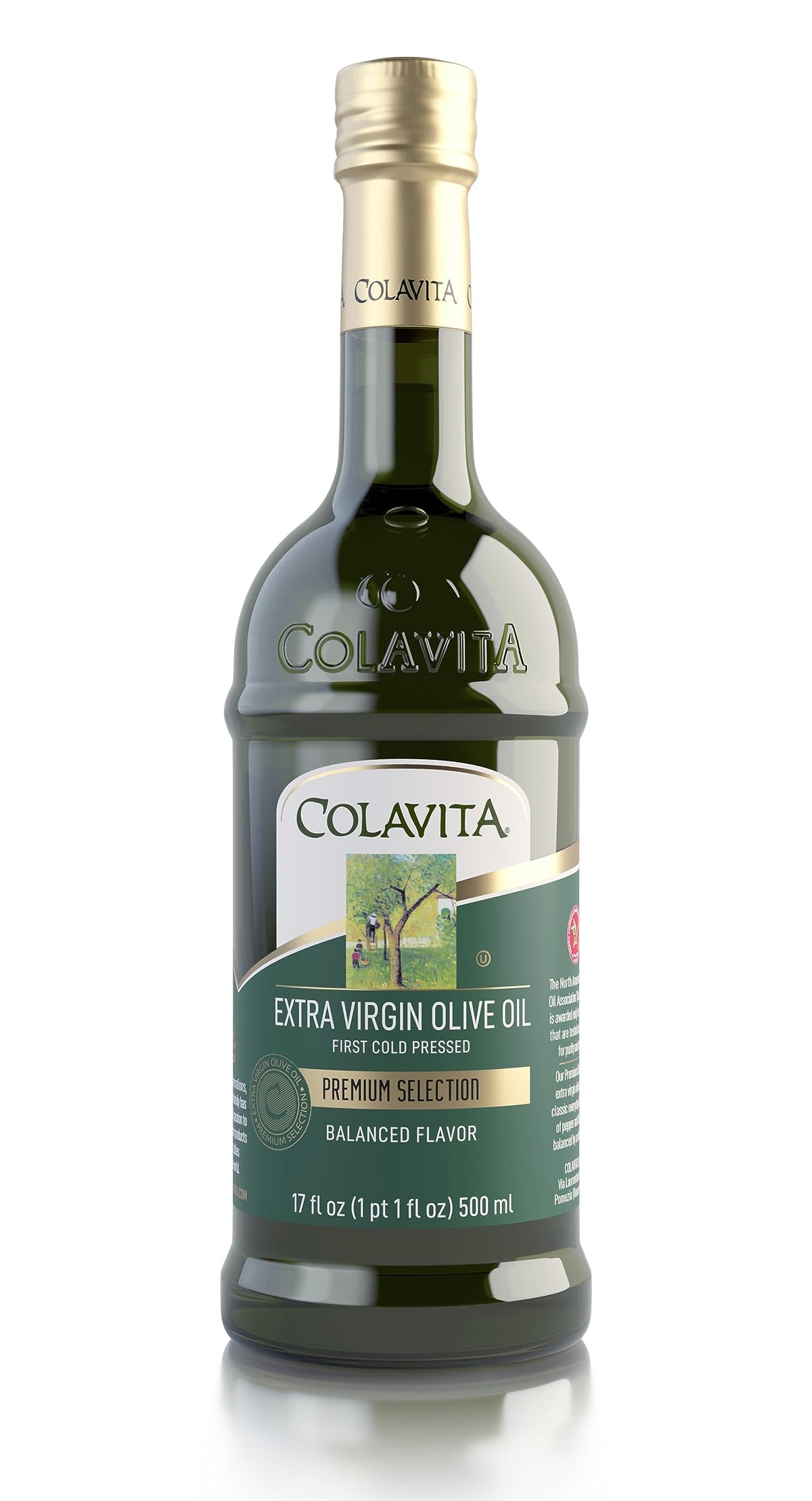 Colavita Extra Virgin Olive Oil bottle pour highlights rich aroma ideal for everyday cooking