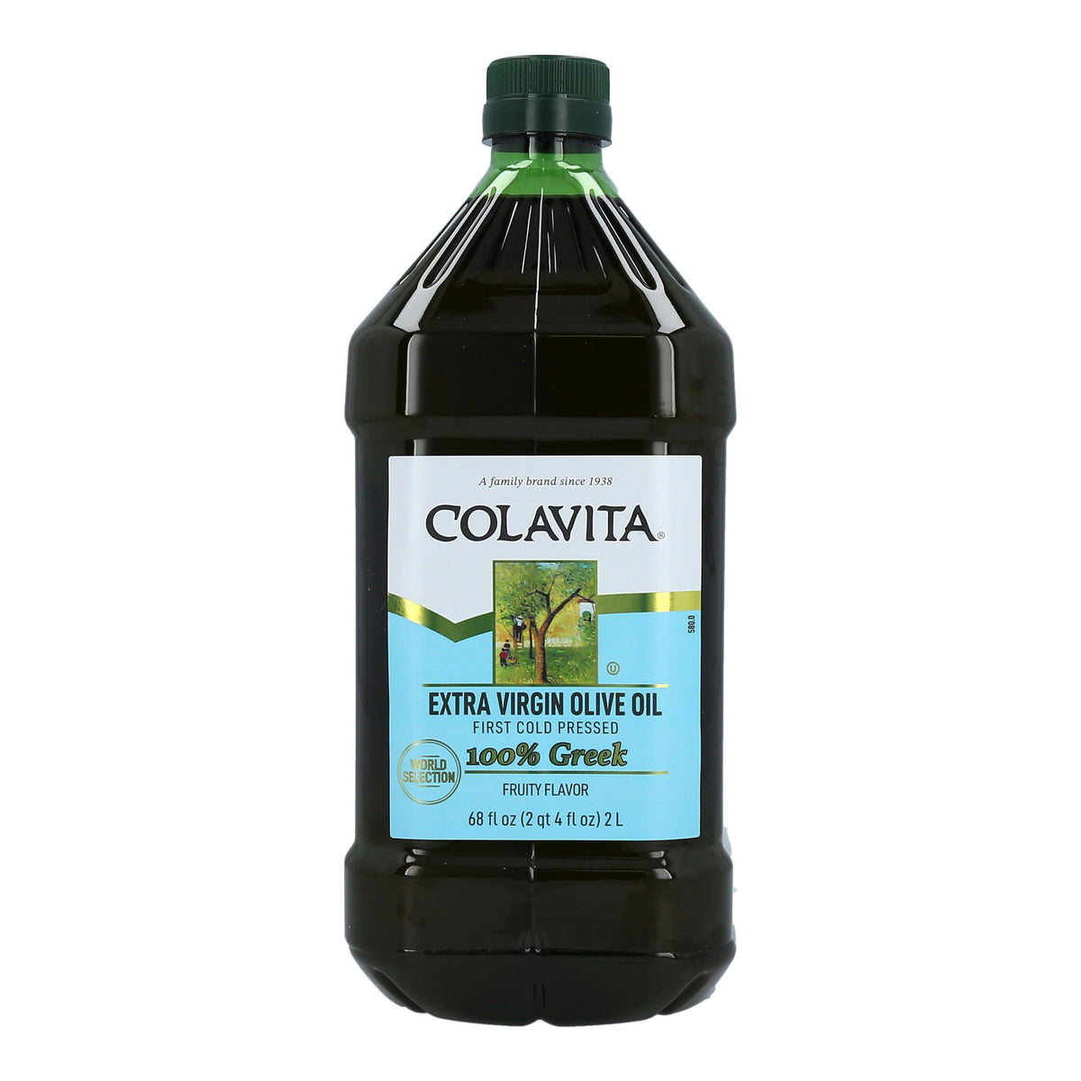 Colavita Greek olive oil bottle ready for drizzling on salads and vegetables.