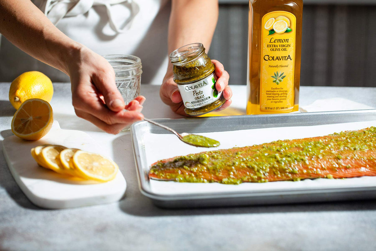 Colavita Lemon EVOO bottle rings in citrus nuance for roasted chicken or fish