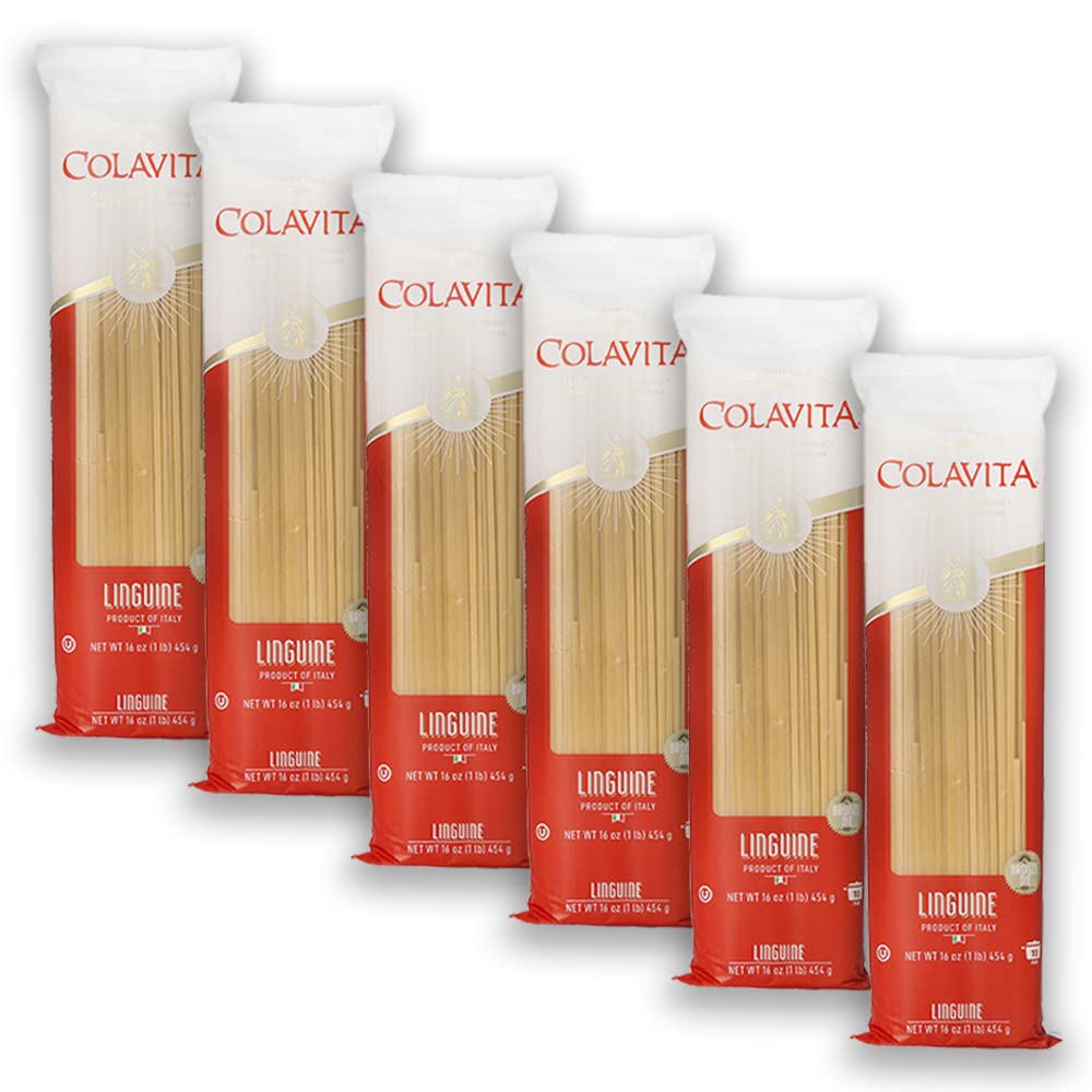 Colavita linguine 6-pack image highlighting authentic Italian texture for home cooking.