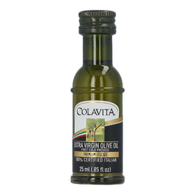 Colavita mini olive oil bottle close-up, ideal for travel cooking and tasting.