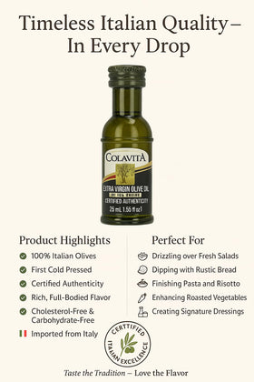 Colavita mini bottle packaging, perfect as a stylish party favor or gift.