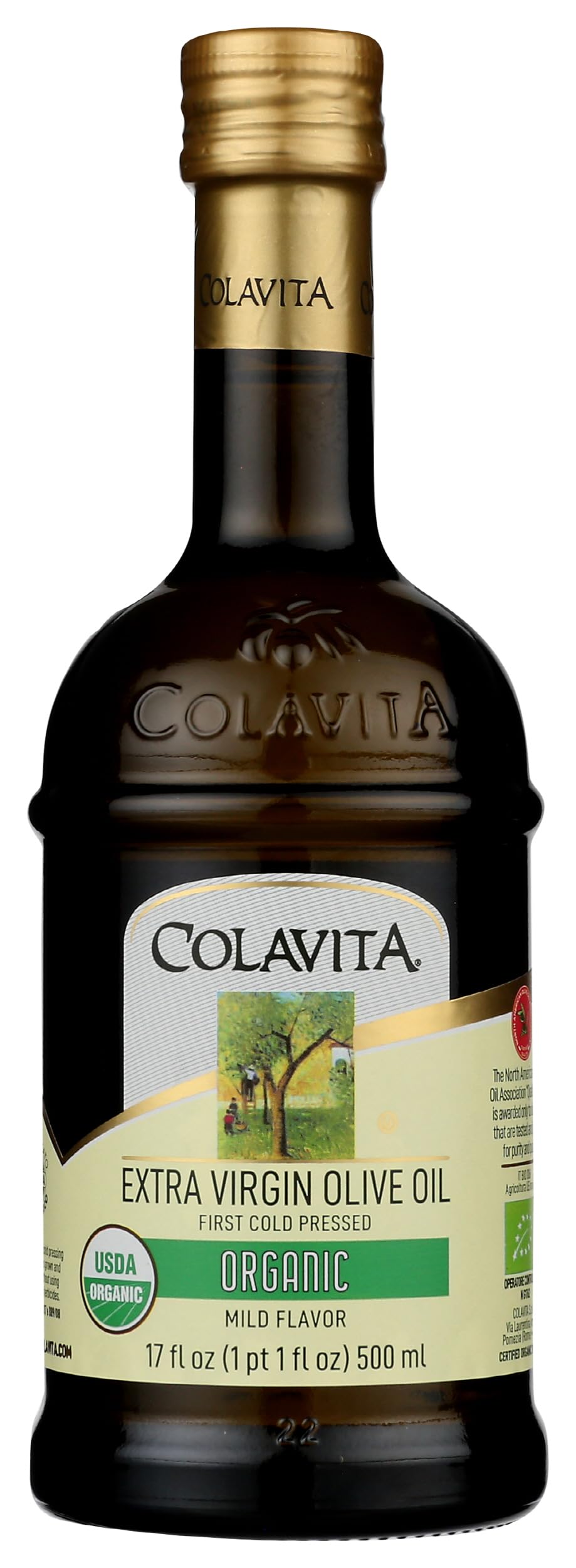 Colavita 17 oz bottle of 100% Organic EVOO, ideal for everyday cooking.