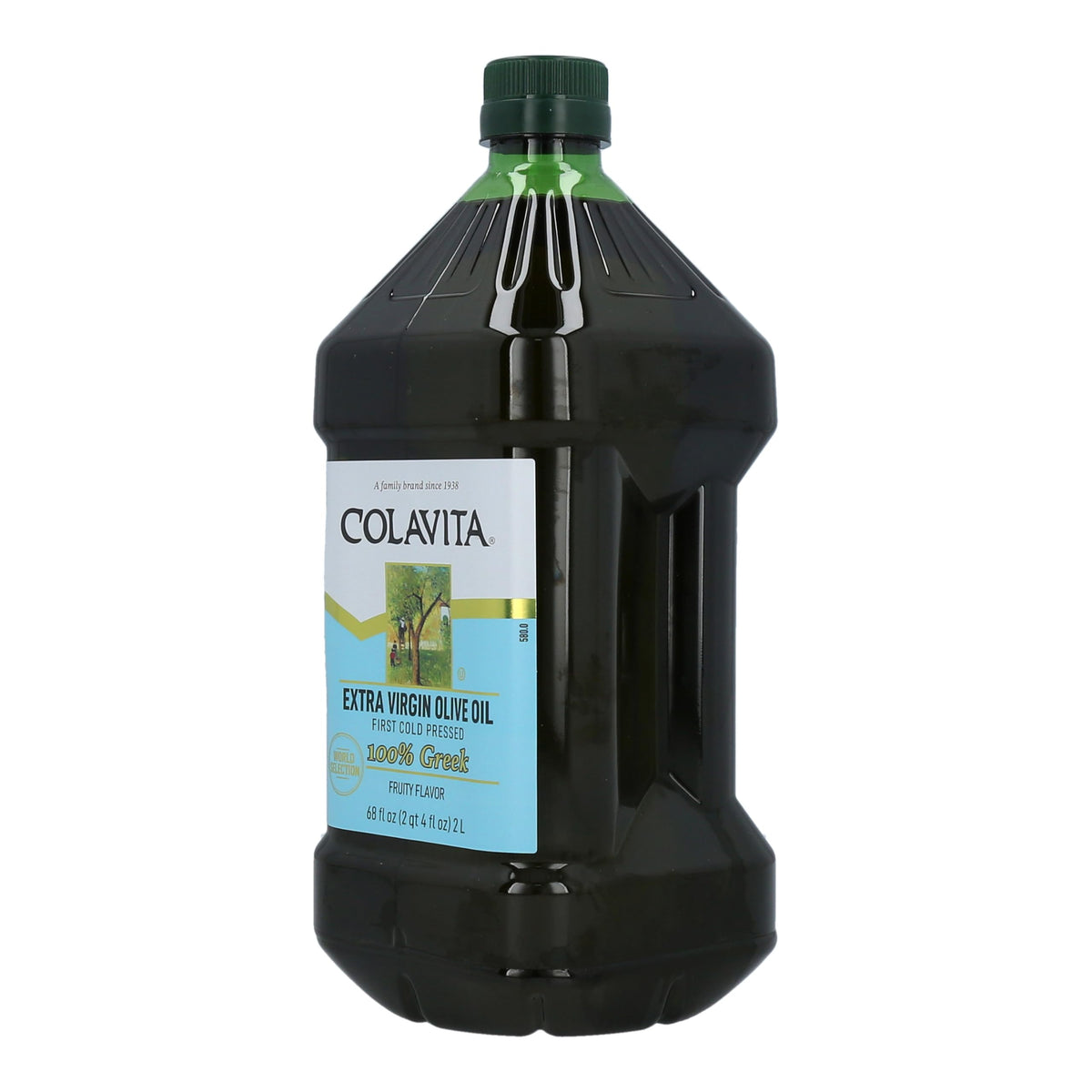 Colavita Greek olive oil bottle with peppery finish adds final touch to dishes.