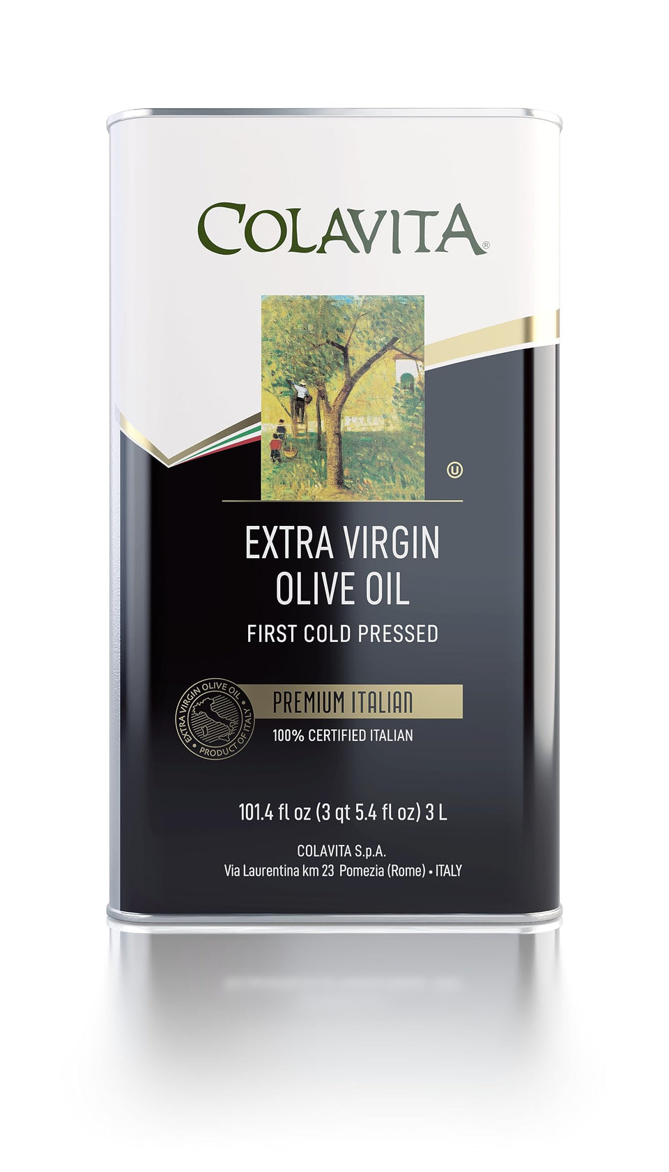 Colavita premium olive oil tin front view, ideal for everyday cooking