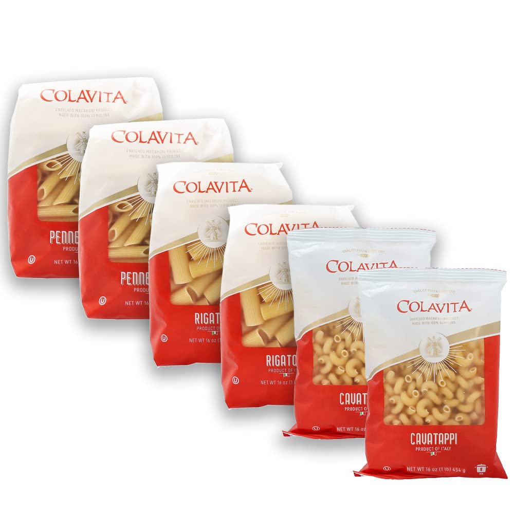 Colavita pasta variety pack with six bags, ideal for quick, authentic Italian dinners.