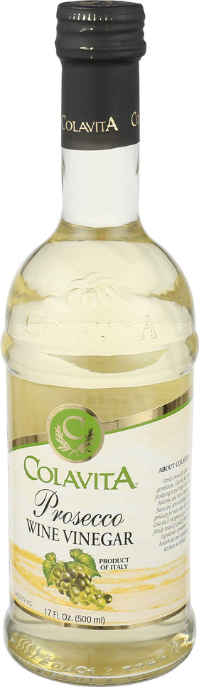 Colavita Prosecco White Wine Vinegar aging barrel scene signals traditional craft.