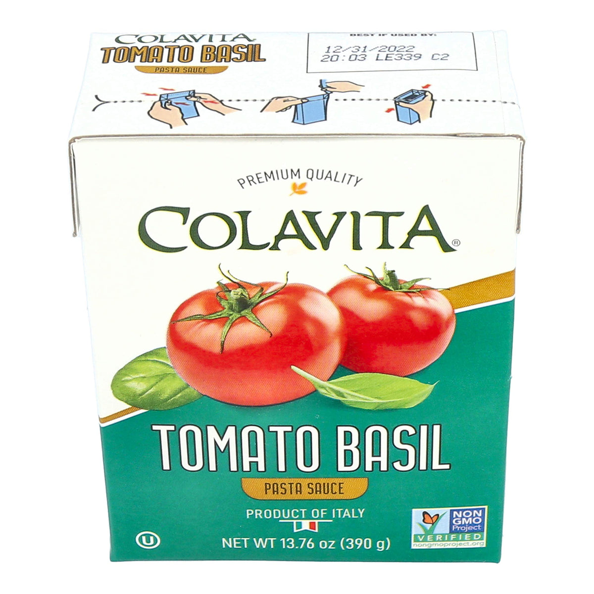 Colavita Recart Tomato Basil Sauce ingredients close-up with olive oil for quick flavorful meals.