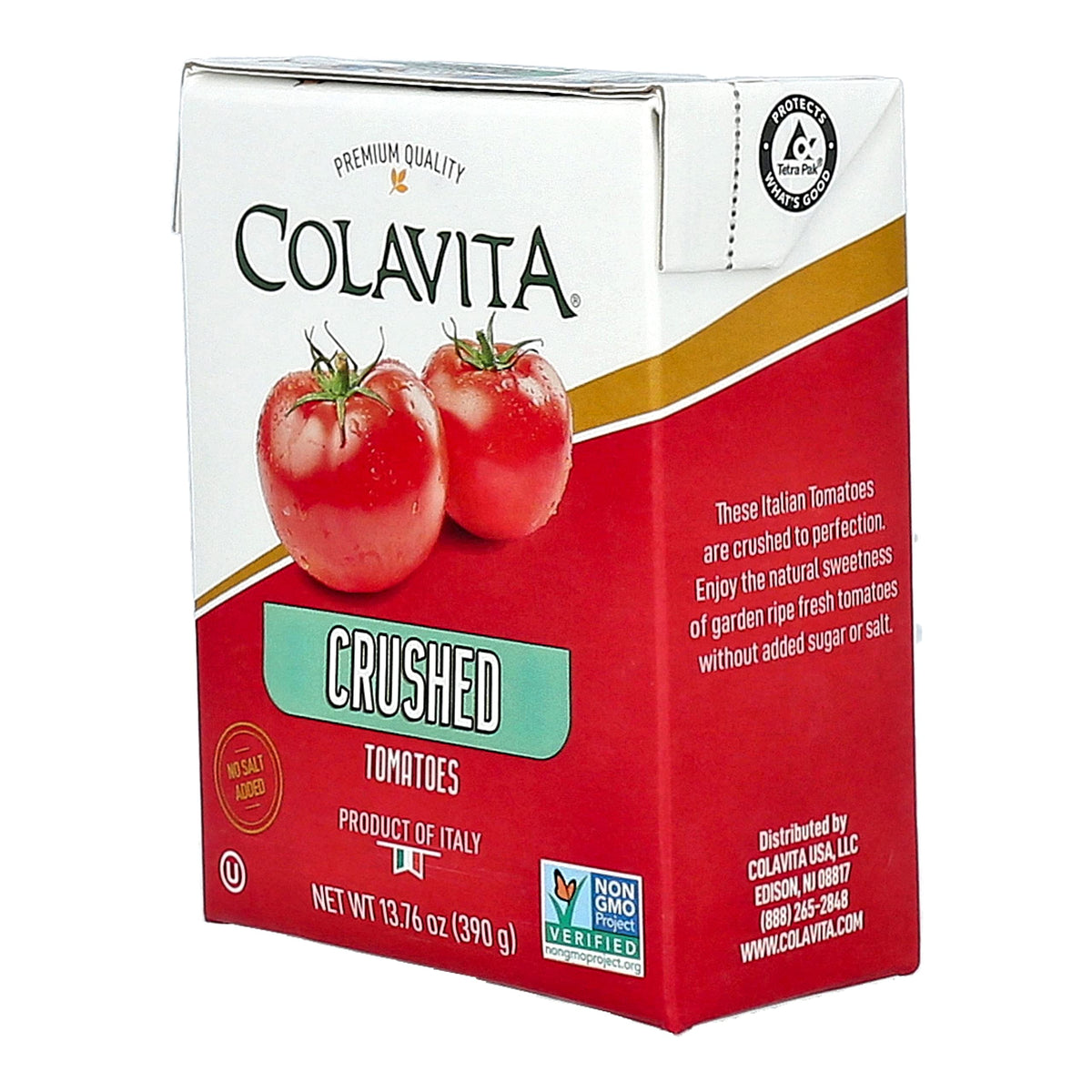 Colavita Recart crushed tomatoes can, pack image, rich base for soups and sauces.