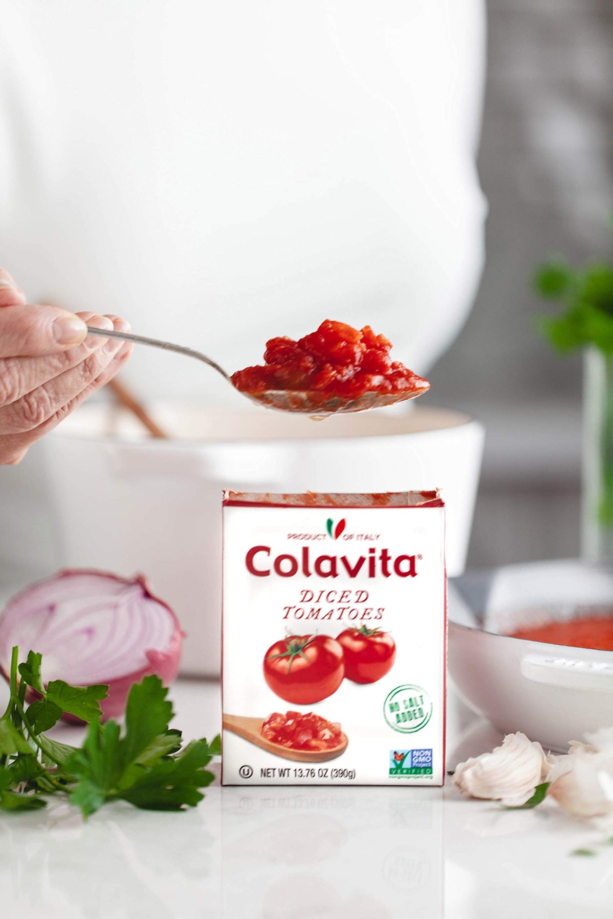 Rich, bright diced tomatoes from Colavita for vibrant tomato bases.