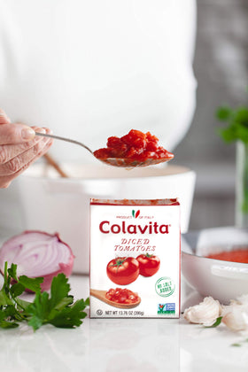 Rich, bright diced tomatoes from Colavita for vibrant tomato bases.