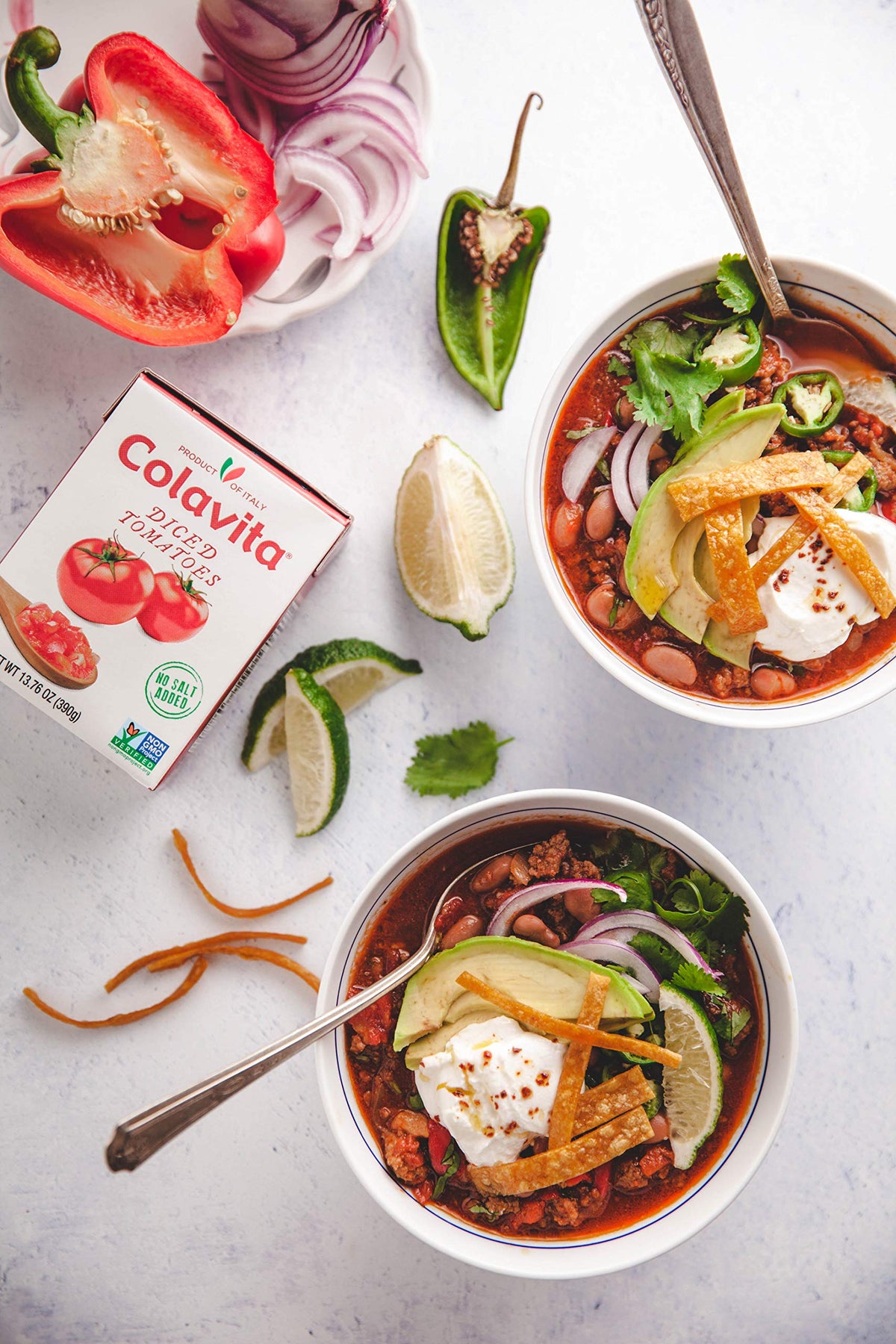 Versatile diced tomatoes suitable for chili, stews, and sauces.