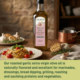 Pasta tossed in Colavita Roasted Garlic EVOO for depth.