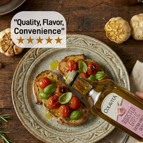 Colavita EVOO with roasted garlic finish adds depth to meals.