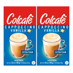 COLCAFE Instant French Vanilla Cappuccino sachets for a quick, creamy morning pick-me-up.