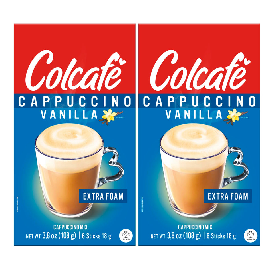 COLCAFE Instant French Vanilla Cappuccino sachets for a quick, creamy morning pick-me-up.