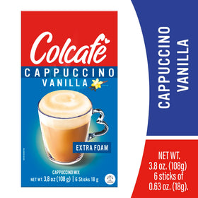 COLCAFE French vanilla cappuccino in cup provides a cozy, indulgent moment.