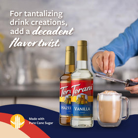 Torani syrups pour smoothly, enhancing iced drinks and frozen beverages.