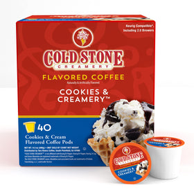 Cold Stone Beverages 40-pack coffee pods for Keurig brewers offering daily flavor variety at home.