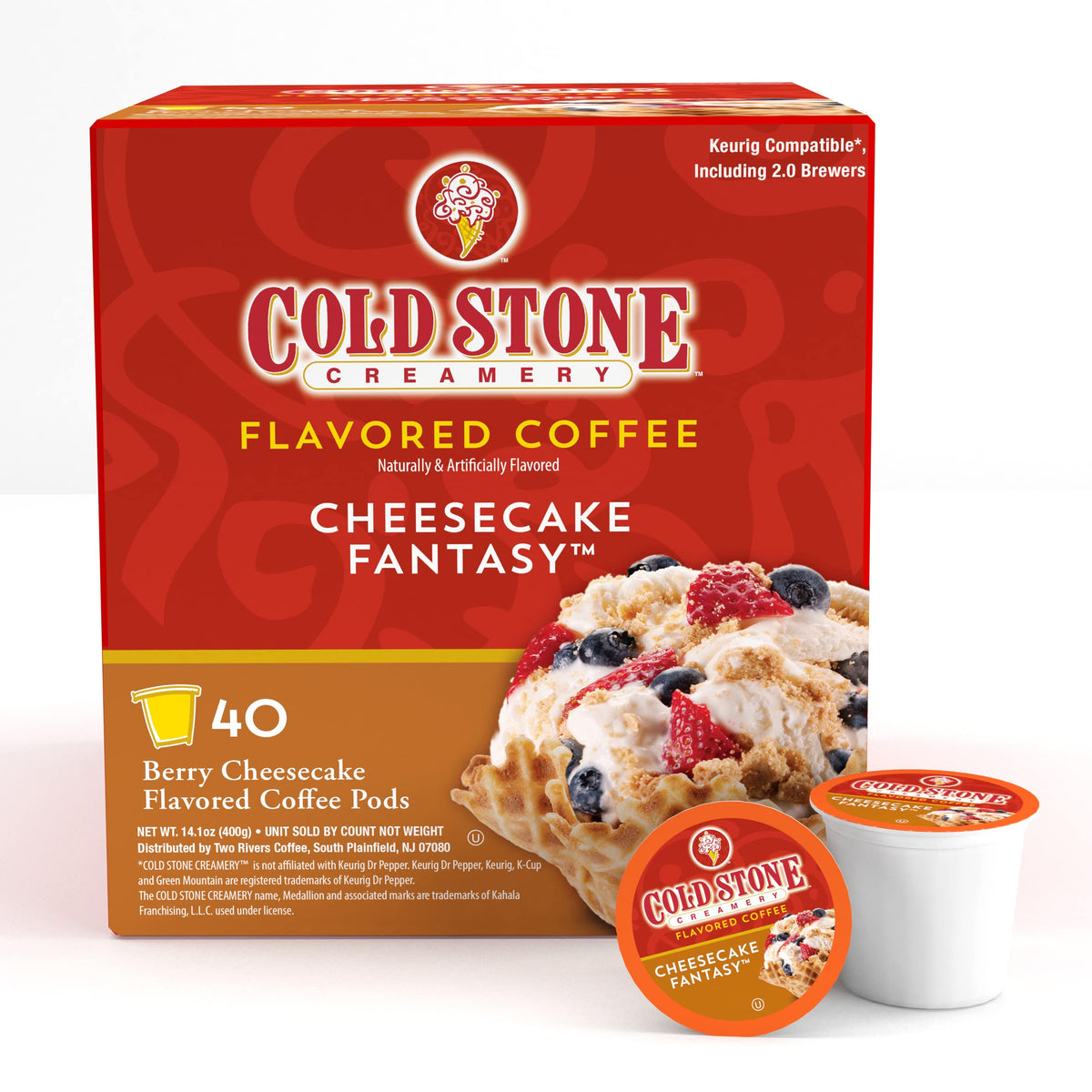 Cold Stone Beverages ice cream flavored pod close-up showcases creamy notes and rich aroma.