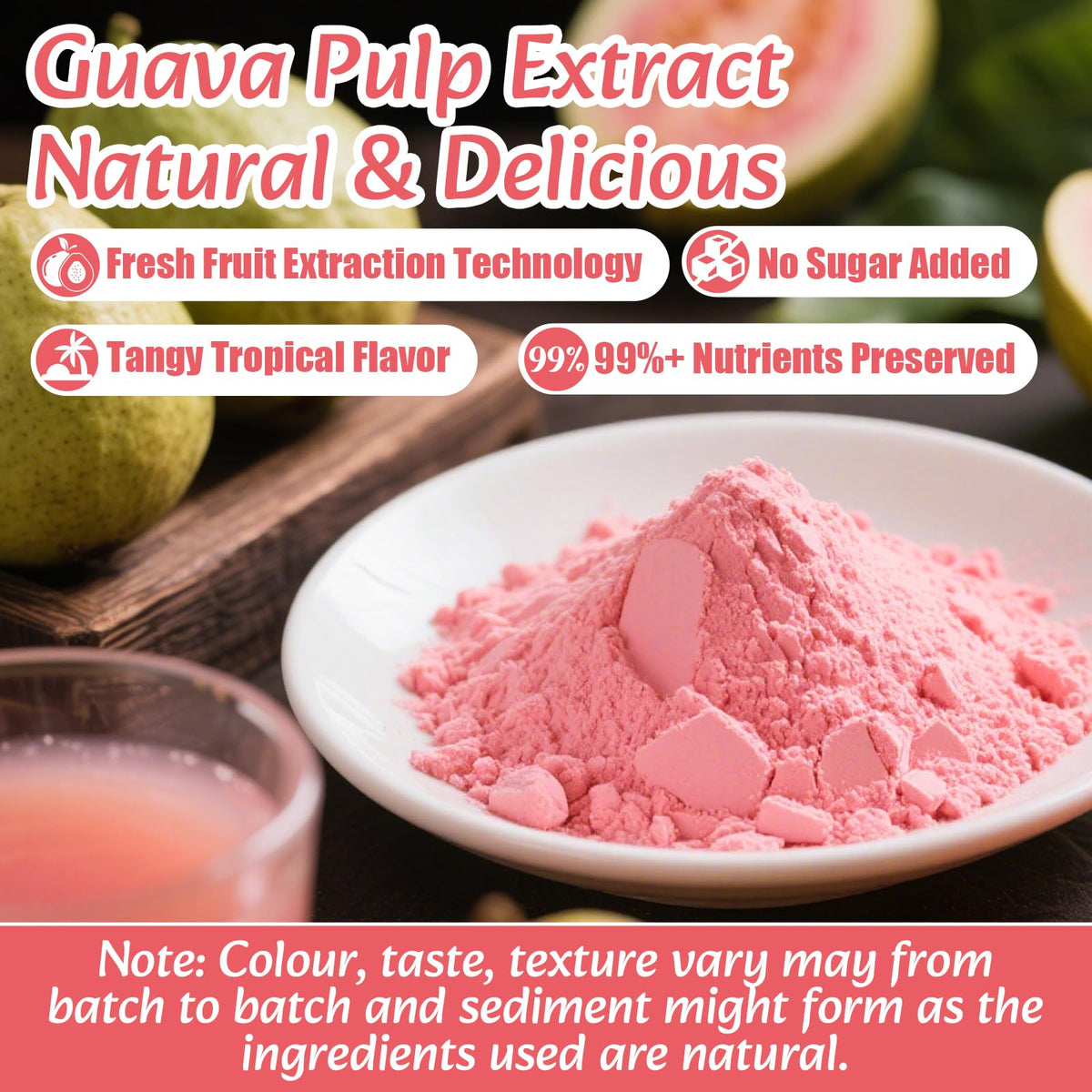 Dessert with pink guava powder drizzle on ice cream