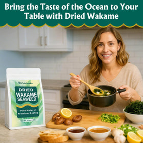 Colehechr wakame over a rice bowl for a balanced ocean flavor.