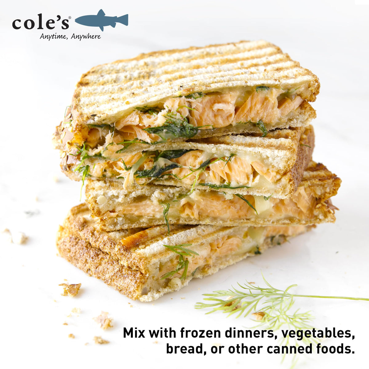 Cole's canned salmon with olive oil as a versatile pantry staple.