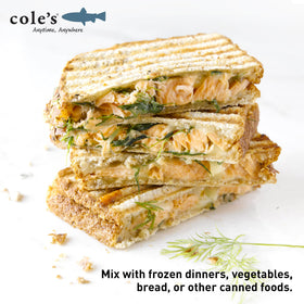 Cole's canned salmon with olive oil as a versatile pantry staple.