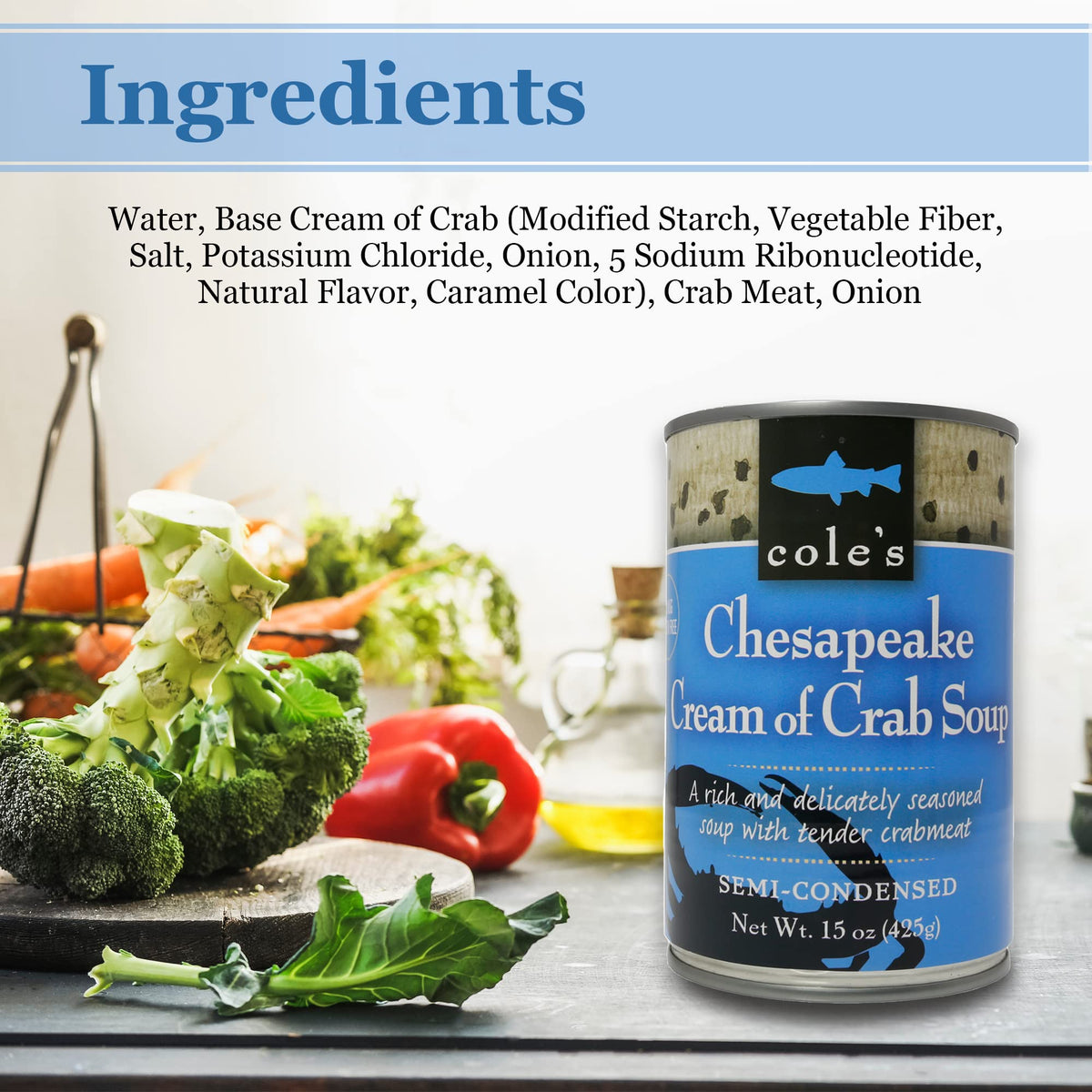Cole's Chesapeake Cream of Crab Soup served in a bowl with creamy texture.