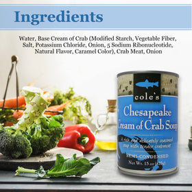 Cole's Chesapeake Cream of Crab Soup served in a bowl with creamy texture.