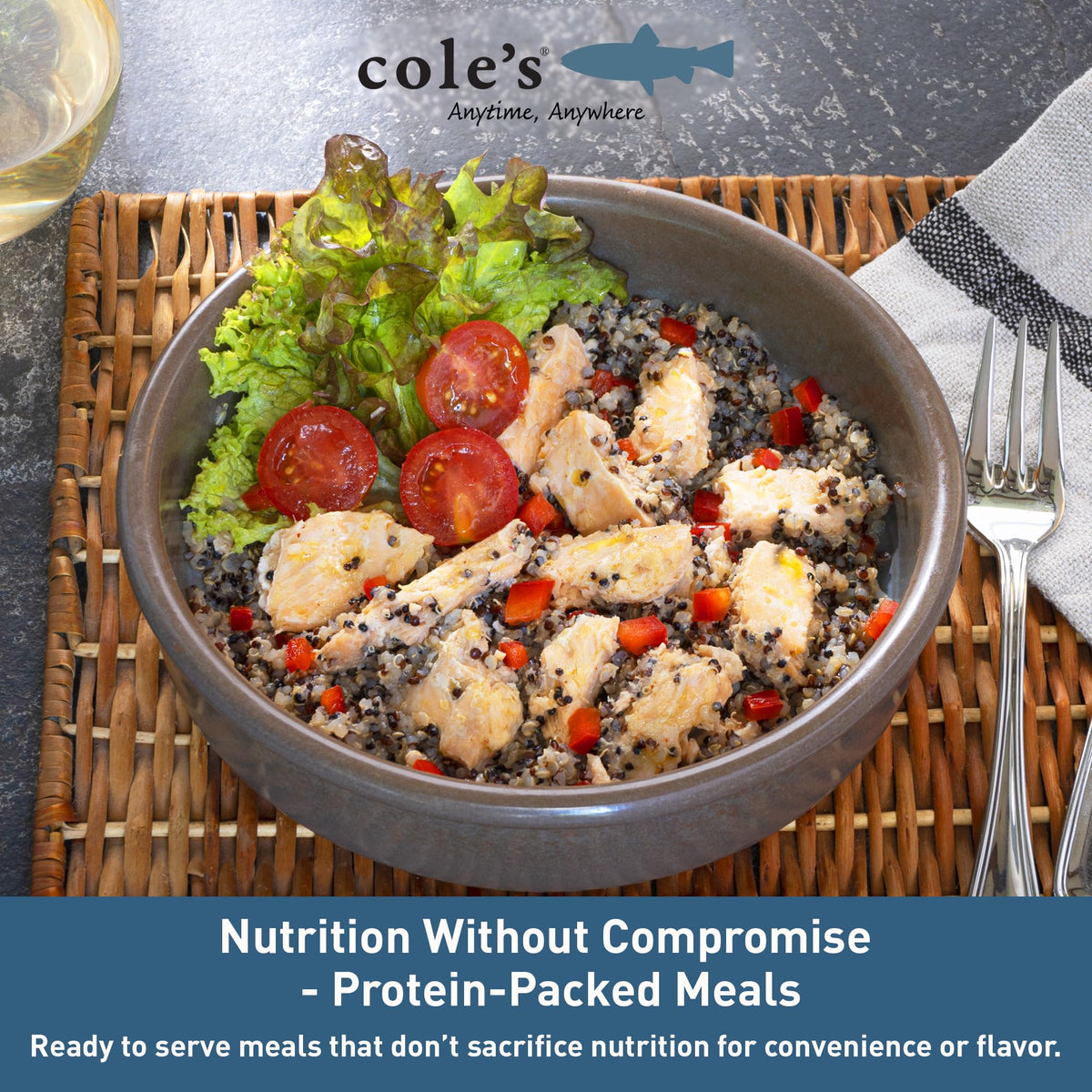 Coles Open Eat Meals ready-to-eat image conveys shelf-stable convenience for meals on the go