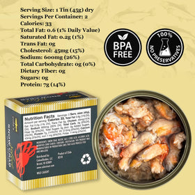 Cole's Snow Crab meat flakes close-up, showcasing delicate texture and sweet taste.