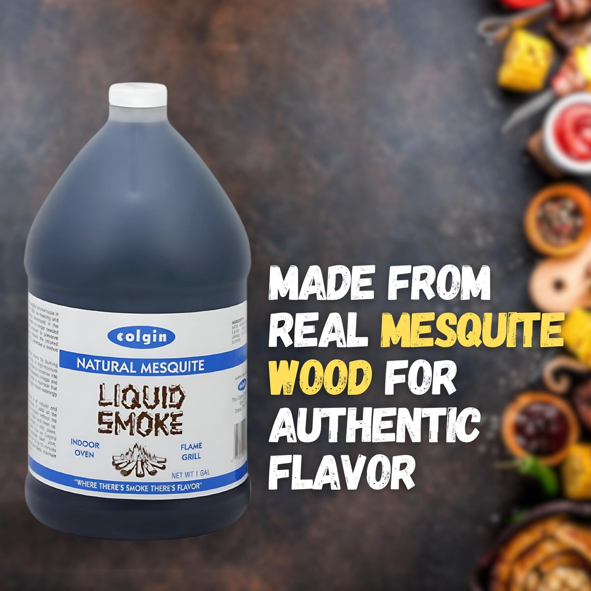 Close-up of Colgin Liquid Smoke drops enhancing steak with West Texas flavor