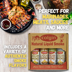 Colgin gift box with four liquid smoke bottles for cooking enthusiasts.