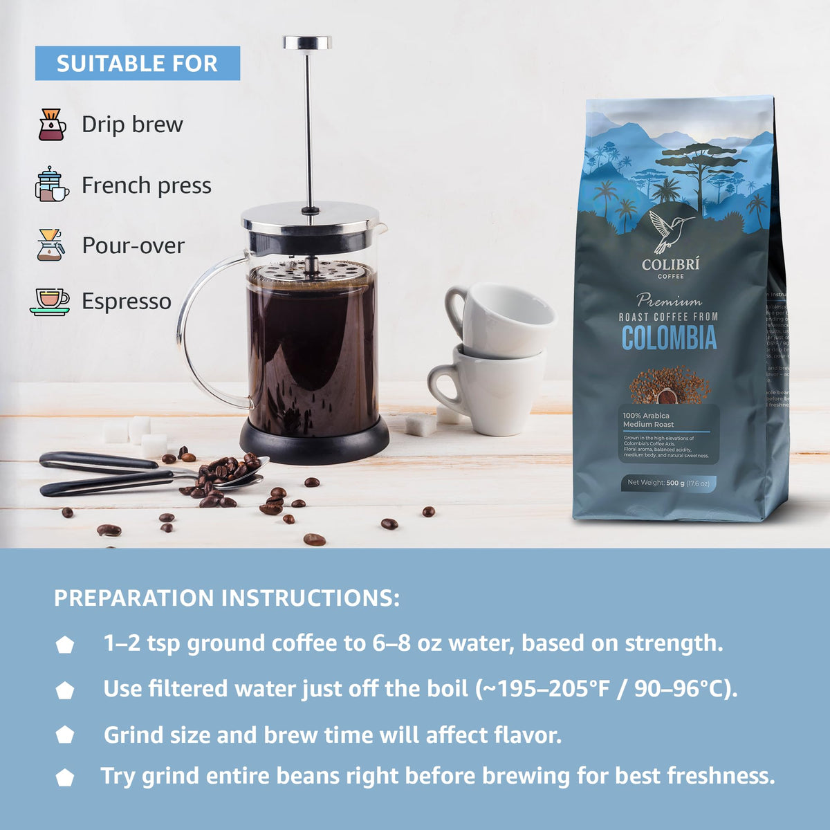 Colibri Coffee cold brew friendly grounds for long, smooth chill