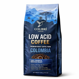 Colibri Coffee low-acid ground coffee pack shot shows smooth flavor potential