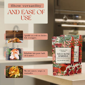 Collected Foods rose harissa on grilled meat for depth and warmth.