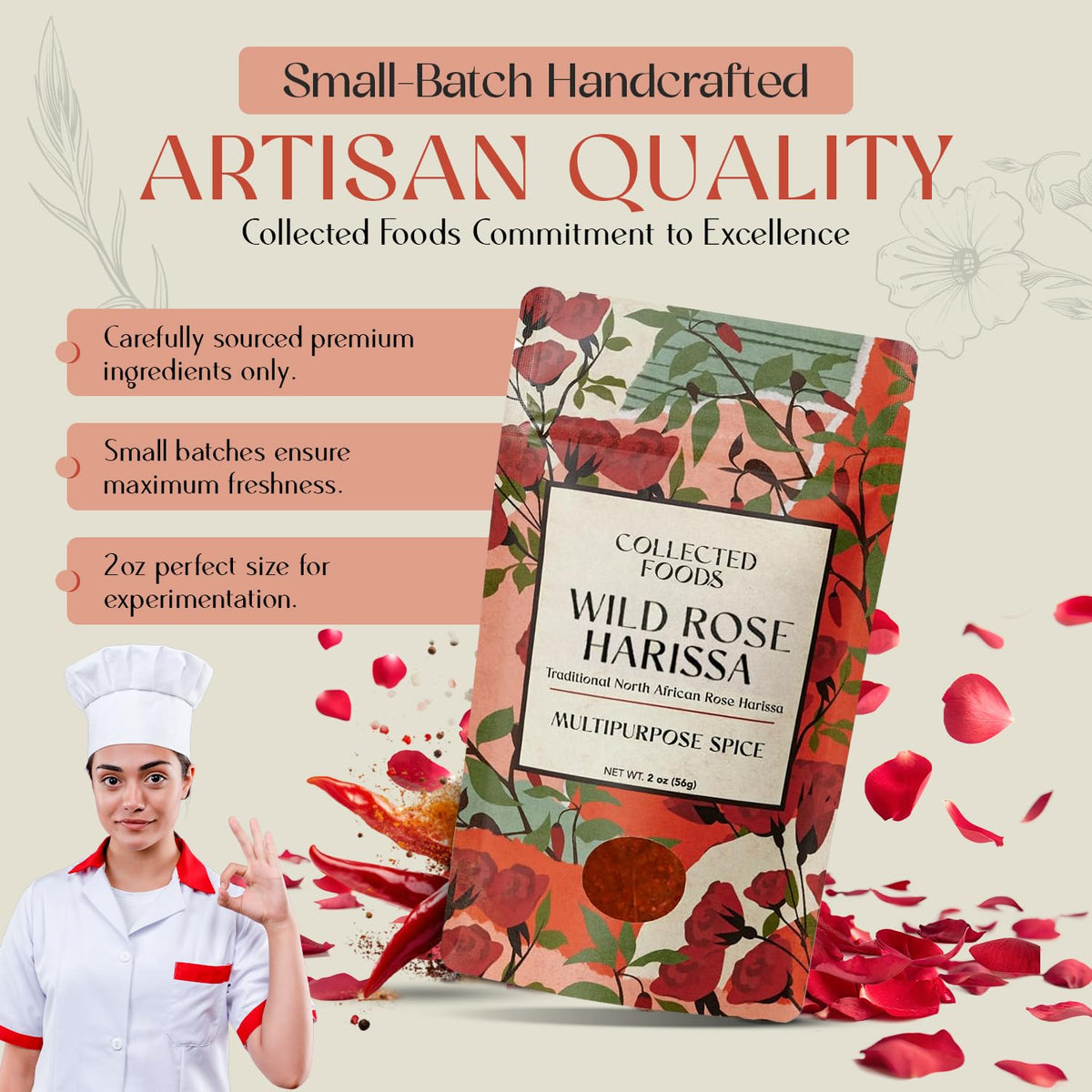 Collected Foods bloom in oil marinade, adding depth and richness.